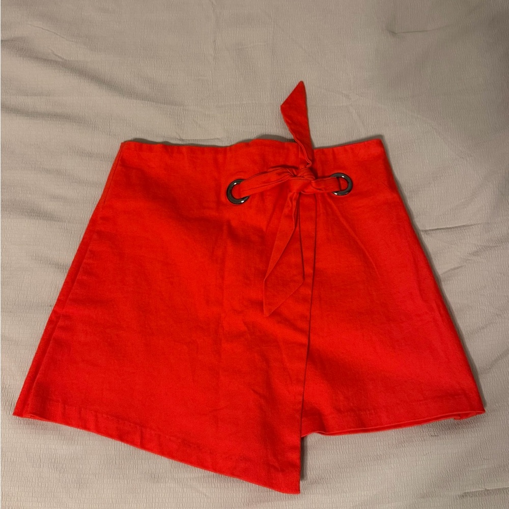 Judith March Vibrant Red Tie-Front Skort